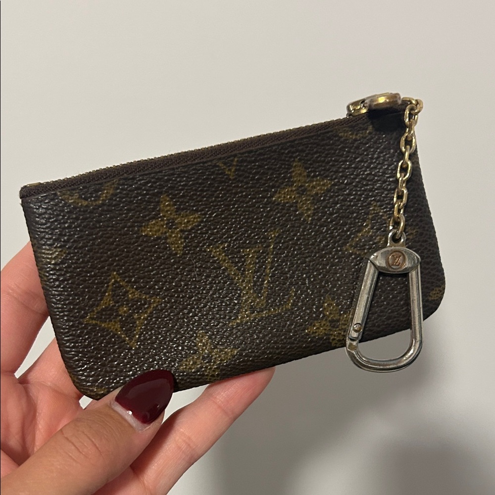 Louis Vuitton Monogram Canvas Key & Card Holder with Gold-Tone Chain